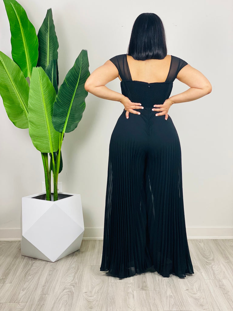 Dancing in the Dark Draped Pleated Jumpsuit Empress of Fashion